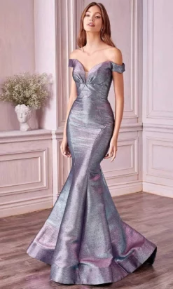 Andrea And Leo - A0725 Off-Shoulder Metallic Jacquard Mermaid Gown -Hot Sale WEDDING Store andrea and leo a0725 off shoulder metallic jacquard mermaid gown evening dresses 2 opal blue 15870057381971