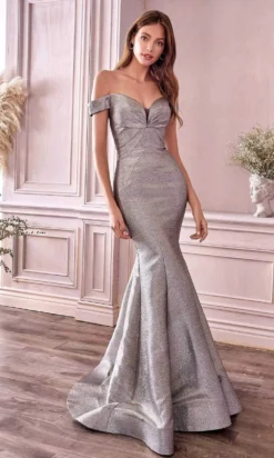 Andrea And Leo - A0725 Off-Shoulder Metallic Jacquard Mermaid Gown -Hot Sale WEDDING Store andrea and leo a0725 off shoulder metallic jacquard mermaid gown evening dresses 2 opal silver 28831955583059