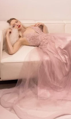 Andrea And Leo - A0762 Beaded Floral Lace Bodice Tulle A-Line Gown -Hot Sale WEDDING Store andrea and leo a0762 beaded floral lace bodice tulle a line gown prom dresses 15814772818003