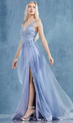 Andrea And Leo - A0762 Beaded Floral Lace Bodice Tulle A-Line Gown -Hot Sale WEDDING Store andrea and leo a0762 beaded floral lace bodice tulle a line gown prom dresses 15814772949075