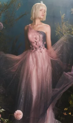 Andrea And Leo - A0763 Glitter One Shoulder A-Line Dress -Hot Sale WEDDING Store andrea and leo a0763 glitter one shoulder a line dress prom dresses 15825952538707