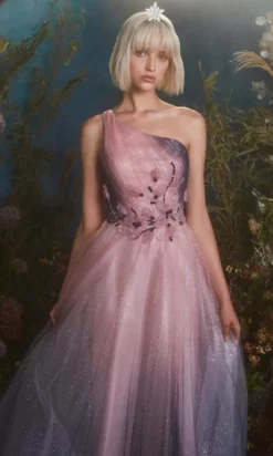 Andrea And Leo - A0763 Glitter One Shoulder A-Line Dress -Hot Sale WEDDING Store andrea and leo a0763 glitter one shoulder a line dress prom dresses 15825952637011