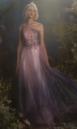 Andrea And Leo - A0763 Glitter One Shoulder A-Line Dress