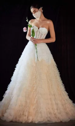 Andrea And Leo - A0767W Strapless Ruffled Ballgown