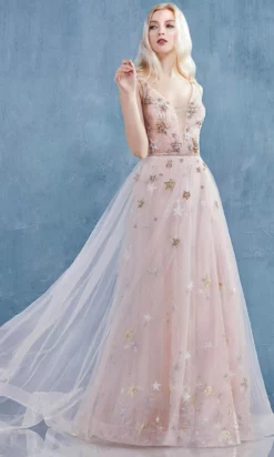 Andrea And Leo - A0827 Plunging V Neck A-Line Gown With Slit 12 Andrea And Leo - A0827 Plunging V Neck A-Line Gown With Slit -Hot Sale WEDDING Store andrea and leo a0827 plunging v neck a line gown with slit bridesmaid dresses 15866107691091