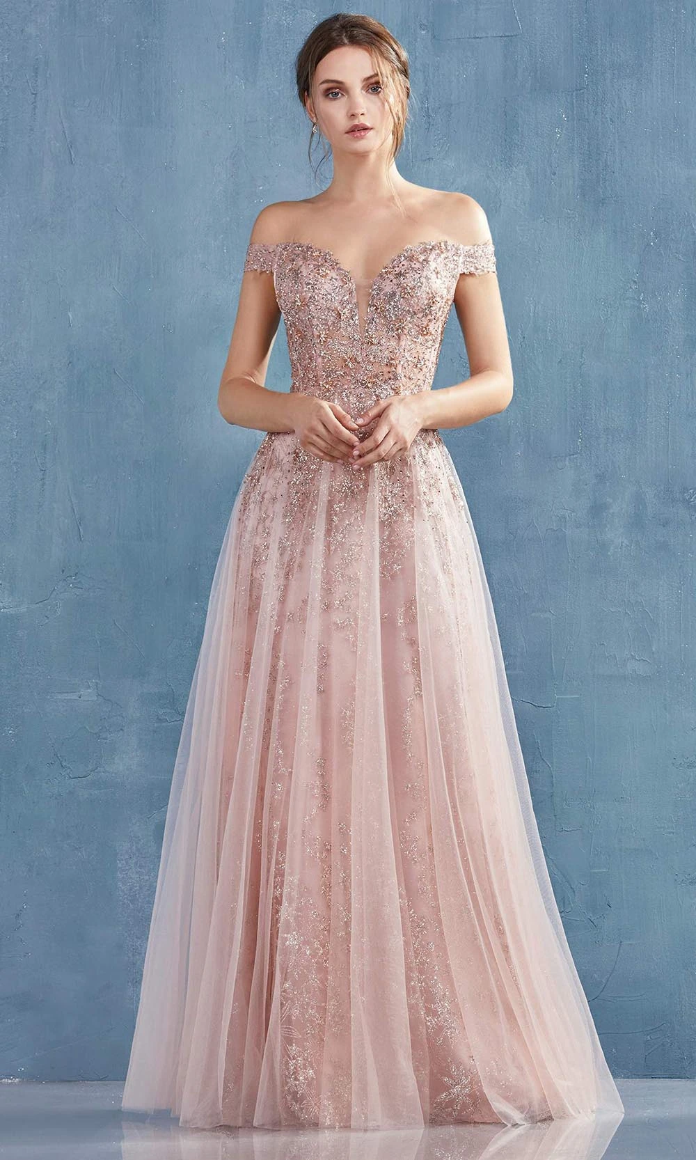 Andrea And Leo - A0870 Off-Shoulder Stellar Glitter Tulle Gown 3 Andrea And Leo - A0870 Off-Shoulder Stellar Glitter Tulle Gown - Image 3