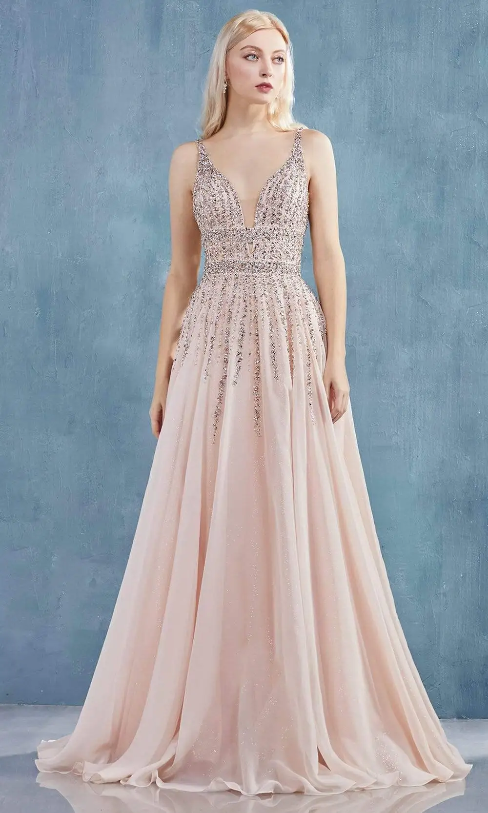 Andrea And Leo - A0872 Beaded Chiffon A-Line Dress 1 Andrea And Leo - A0872 Beaded Chiffon A-Line Dress