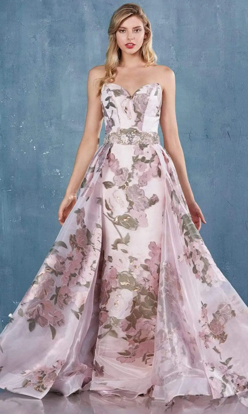 Andrea And Leo - A0965 Sweetheart Floral Printed Gown 1 Andrea And Leo - A0965 Sweetheart Floral Printed Gown