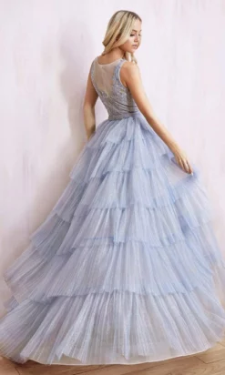 Andrea And Leo - A1011 Embroidered And Beaded Dress With Overskirt -Hot Sale WEDDING Store andrea and leo a1011 embroidered and beaded dress with overskirt evening dresses 15832359370835