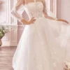 Andrea And Leo - A1016 Bishop Sleeve Collared Bridal Dress