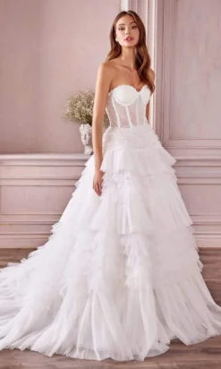 Andrea And Leo - A1017W Strapless Pleated Wedding Dress