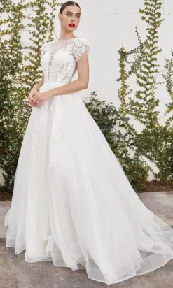 Andrea And Leo A1082W - Lace Applique Cap Sleeve A-Line Dress -Hot Sale WEDDING Store andrea and leo a1082w lace applique cap sleeve a line dress bridal dresses 30404276846675