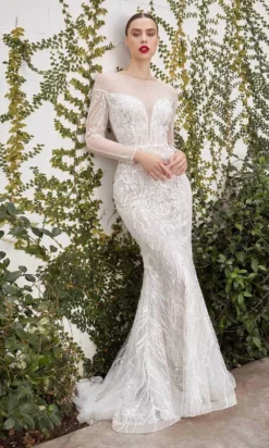 Andrea And Leo A1085W - Illusion Jewel Embroidered Bridal Gown
