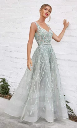 Andrea And Leo - A1091 Lattice Motif A-Line Gown 14 Andrea And Leo - A1091 Lattice Motif A-Line Gown -Hot Sale WEDDING Store andrea and leo a1091 lattice motif a line gown prom dresses 2 sage 29480497283155