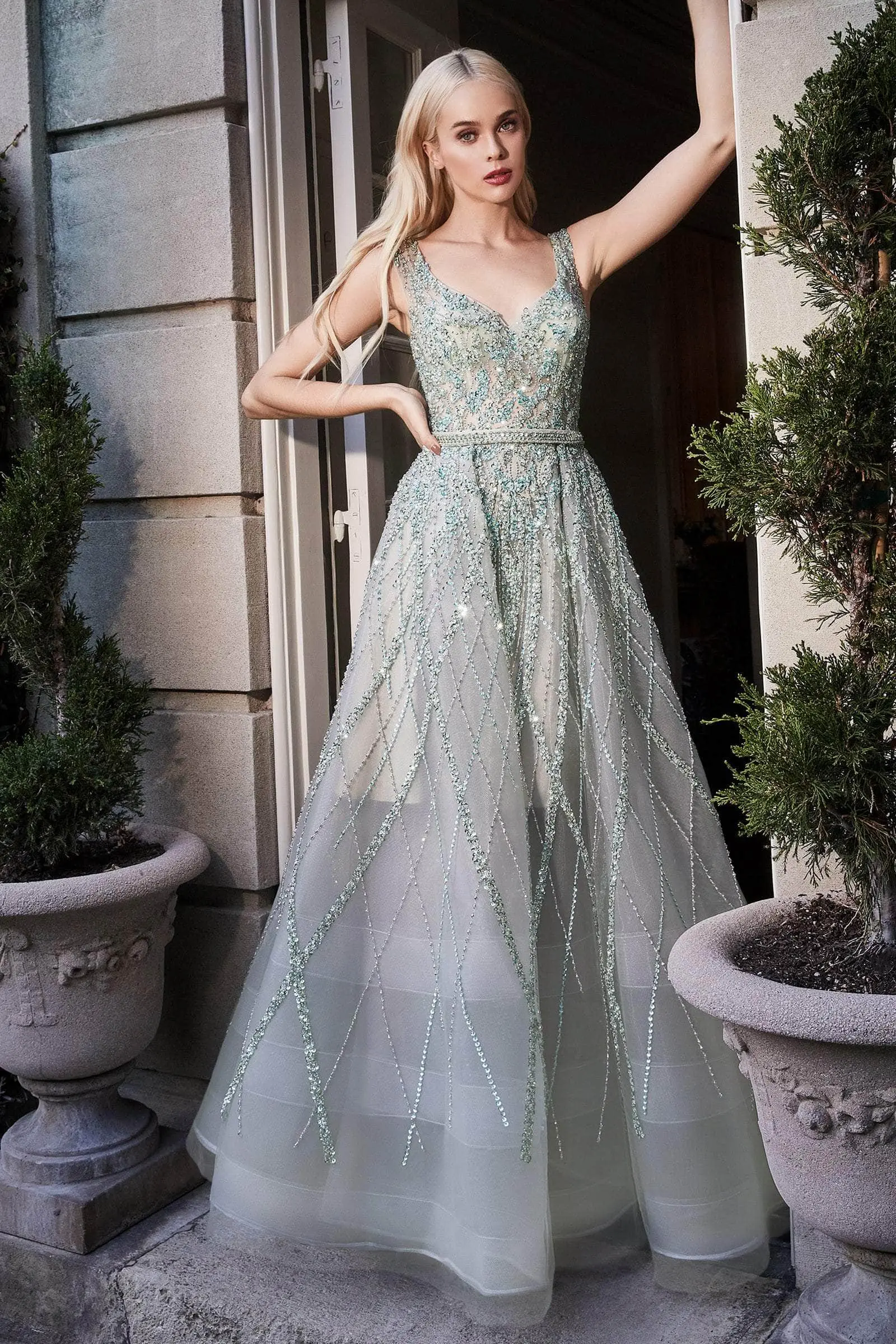 Andrea And Leo - A1091 Lattice Motif A-Line Gown 1 Andrea And Leo - A1091 Lattice Motif A-Line Gown
