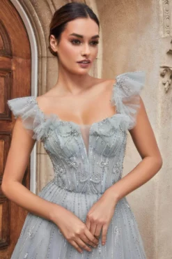 Andrea And Leo A1092 - Off-Shoulder Ruffled Sleeve A-Line Dress -Hot Sale WEDDING Store andrea and leo a1092 off shoulder ruffled sleeve a line dress prom dresses 31811992551507