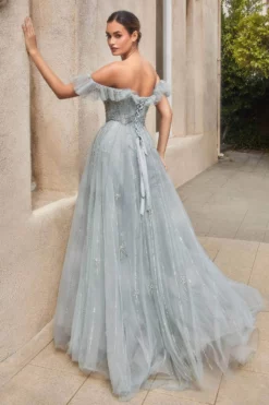 Andrea And Leo A1092 - Off-Shoulder Ruffled Sleeve A-Line Dress -Hot Sale WEDDING Store andrea and leo a1092 off shoulder ruffled sleeve a line dress prom dresses 31811992584275