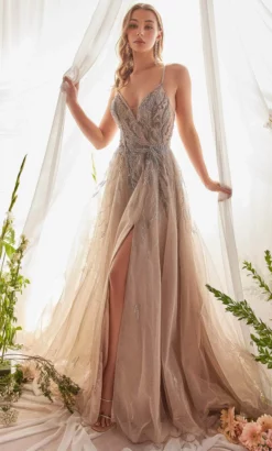 Andrea And Leo A1165 - Glittery Beaded A-line Long Gown