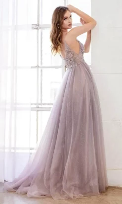 Andrea And Leo - Embellished V Neck Prom Gown A0850 - 1 Pc Blush-Mauve In Size 4 Available -Hot Sale WEDDING Store andrea and leo embellished v neck prom gown a0850 2 pc blush mauve in size 2 and 4 available ccsale 32024282923091