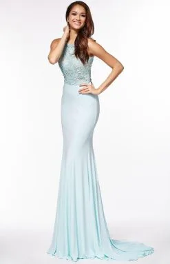 Angela & Alison - 51086 Sleeveless Medallion Ornate Sheath Gown -Hot Sale WEDDING Store angela alison 51086 sleeveless medallion ornate sheath gown special occasion dress 0 ice blue 5486078099513