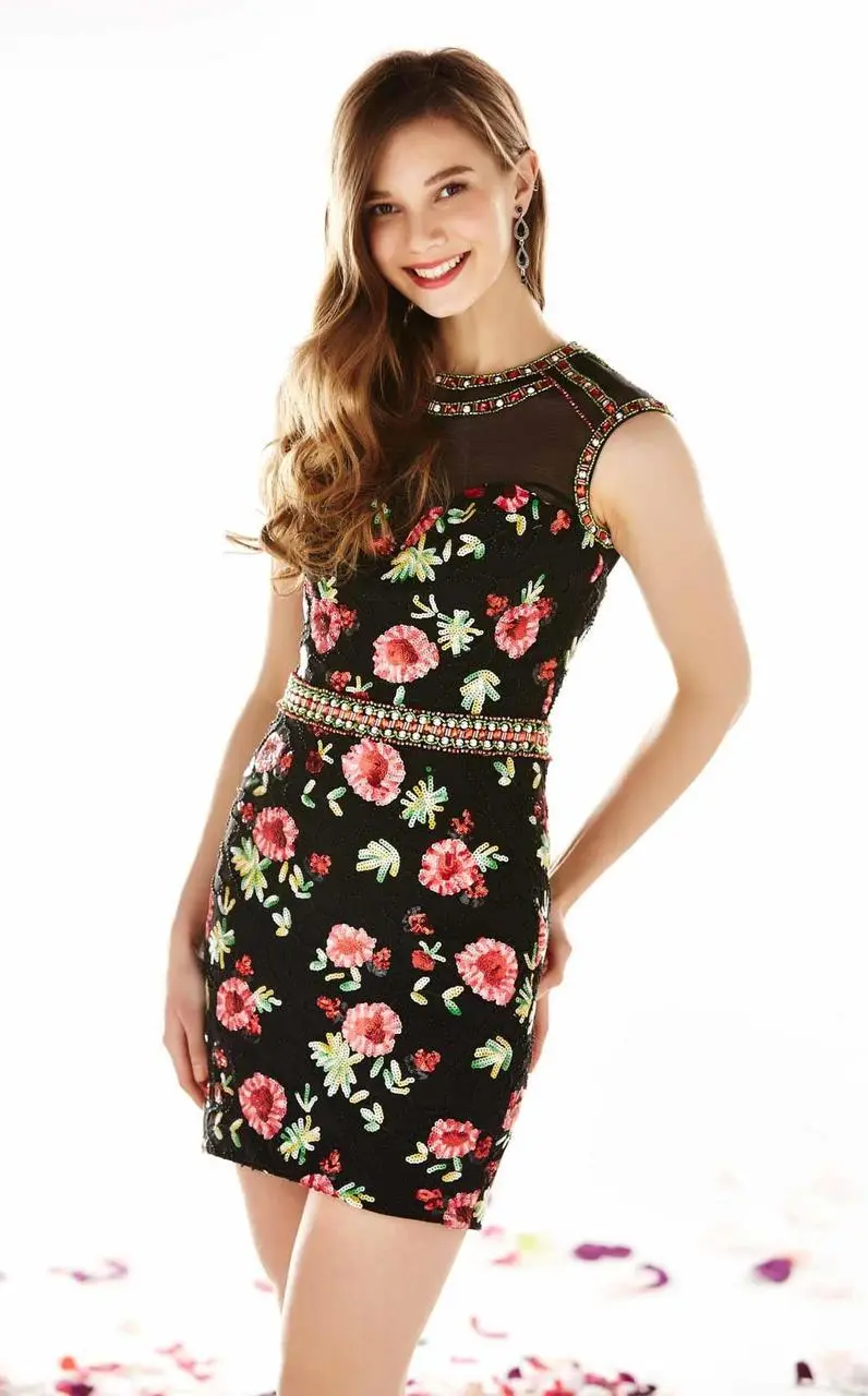 Angela & Alison - 62038 Beaded Floral Cocktail Dress 1 Angela & Alison - 62038 Beaded Floral Cocktail Dress