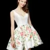 Angela & Alison - 72040 Sleeveless V Neck Pleated Floral Dress