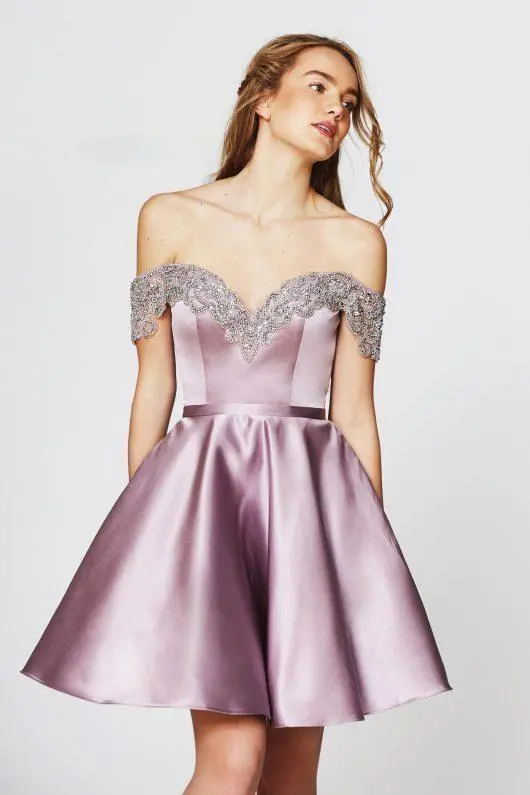 Angela & Alison - 82018 Beaded Off-Shoulder A-Line Cocktail Dress 1 Angela & Alison - 82018 Beaded Off-Shoulder A-Line Cocktail Dress