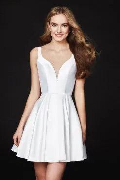 Angela & Alison - 82061 Sequined Plunging V-neck A-line Dress