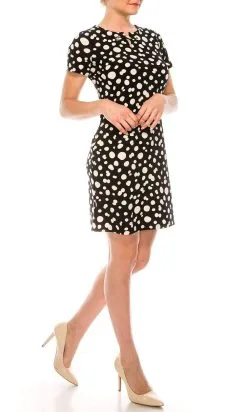 Anne Klein - 10799096 Polka Dot Fitted Short Sheath Dress