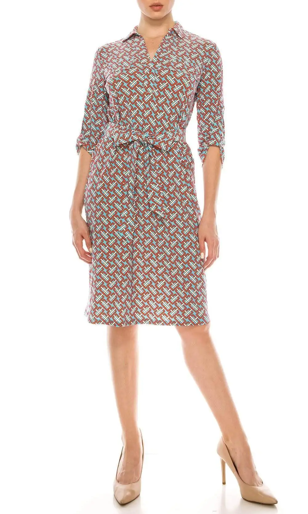 Anne Klein - 10802140 Patterned Detail Midi Dress 1 Anne Klein - 10802140 Patterned Detail Midi Dress