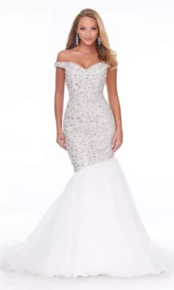 Ashley Lauren - 11042 Beaded Off Shoulder Trumpet Dress