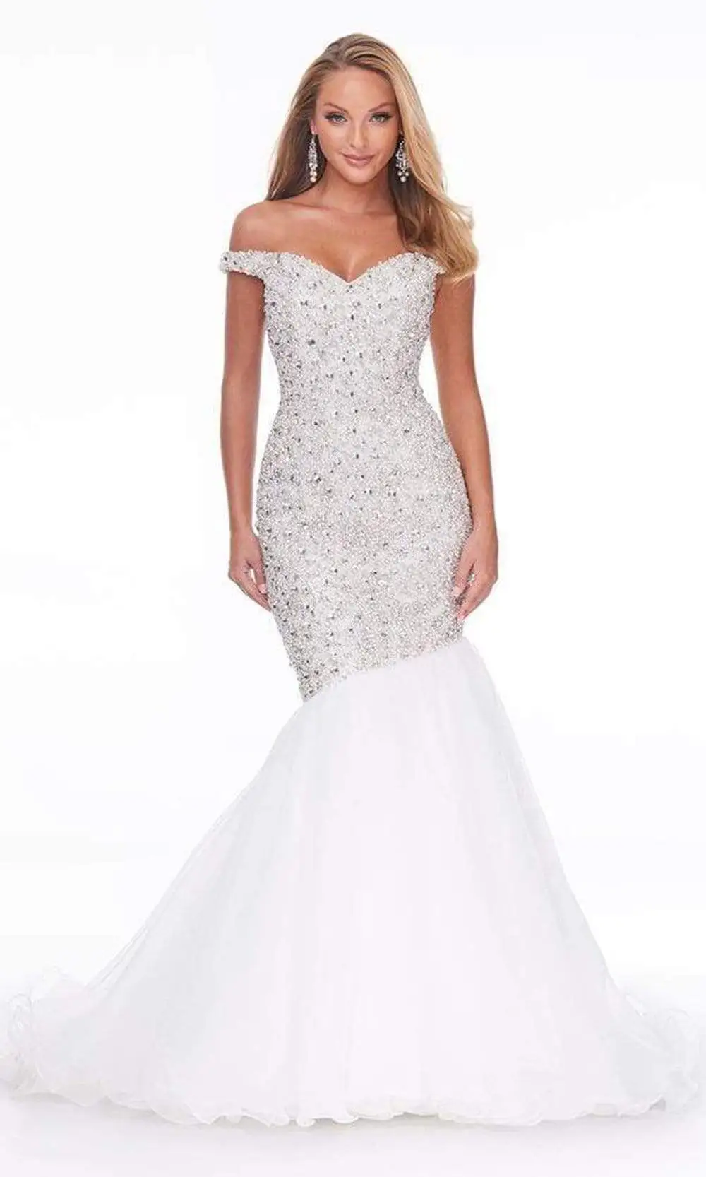 Ashley Lauren - 11042 Beaded Off Shoulder Trumpet Dress 1 Ashley Lauren - 11042 Beaded Off Shoulder Trumpet Dress