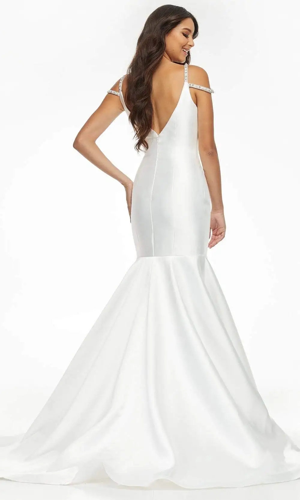 Ashley Lauren - 11103 Cold Shoulder Mermaid Satin Gown 2 Ashley Lauren - 11103 Cold Shoulder Mermaid Satin Gown - Image 2