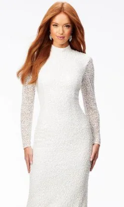 Ashley Lauren 11197 - Long Sleeve High Neck Tea-Length Dress -Hot Sale WEDDING Store ashley lauren 11197 long sleeve high neck tea length dress special occasion dress 30936860557395