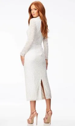 Ashley Lauren 11197 - Long Sleeve High Neck Tea-Length Dress -Hot Sale WEDDING Store ashley lauren 11197 long sleeve high neck tea length dress special occasion dress 30936860852307