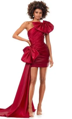 Ashley Lauren 11327 - Extravagant Bow-Detailed Mini Dress -Hot Sale WEDDING Store ashley lauren 11327 extravagant bow detailed mini dress special occasion dress 0 red 31694919139411