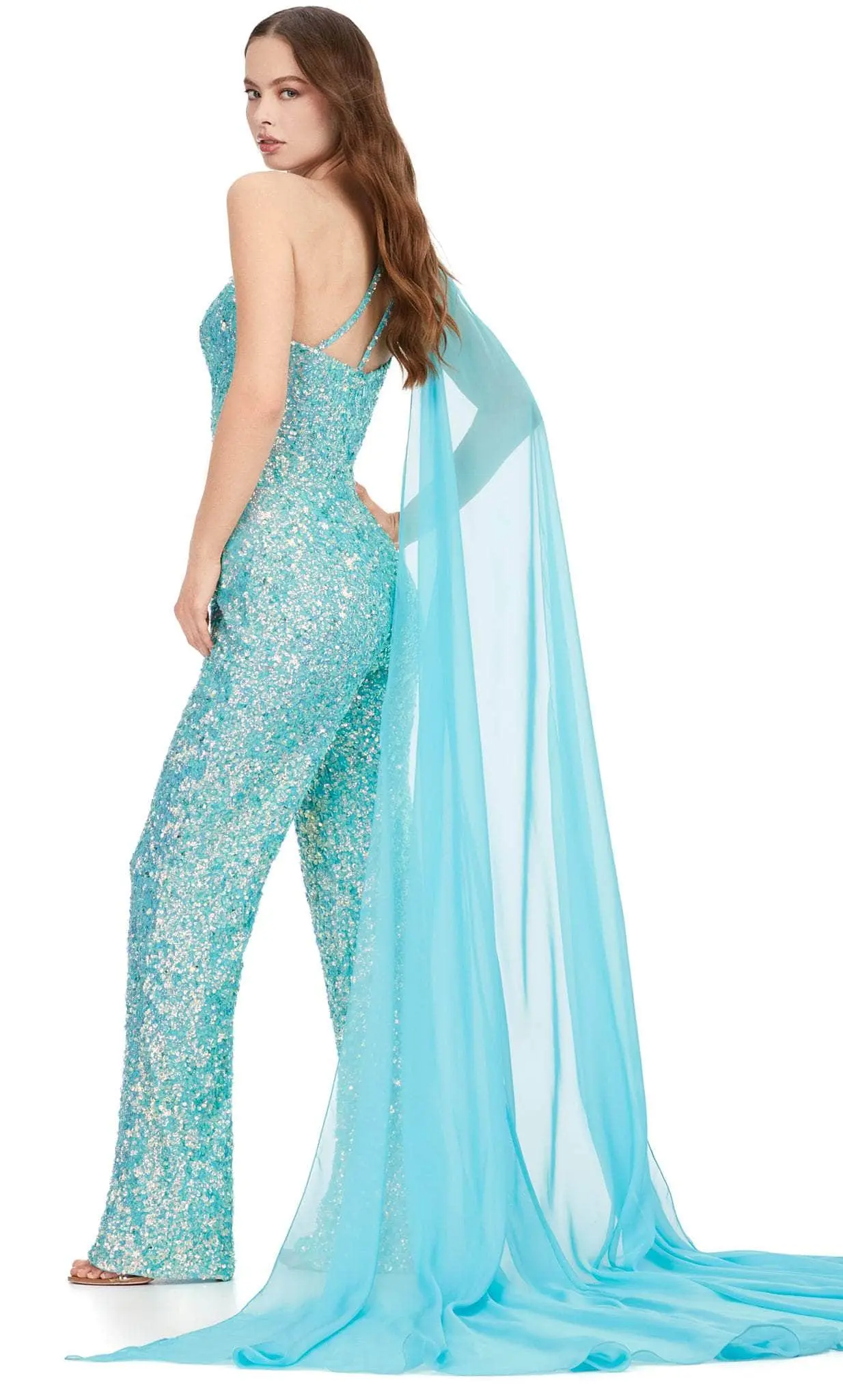 Ashley Lauren 11384 - One Sleeve Beaded Jumpsuit 2 Ashley Lauren 11384 - One Sleeve Beaded Jumpsuit - Image 2