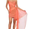 Ashley Lauren 11392 - Strapless Side Chiffon Short Dress