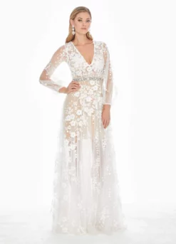 Ashley Lauren - 1338 Floral Applique Plunging V-neck A-line Dress -Hot Sale WEDDING Store ashley lauren 1338 floral applique plunging v neck a line dress special occasion dress 6917497978963