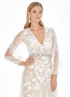 Ashley Lauren - 1338 Floral Applique Plunging V-neck A-line Dress -Hot Sale WEDDING Store ashley lauren 1338 floral applique plunging v neck a line dress special occasion dress 6917498044499