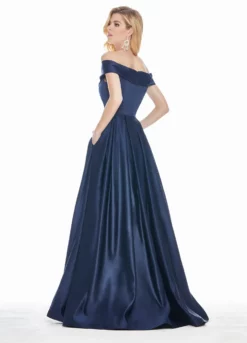 Ashley Lauren - 1343 Surplice Off Shoulder Satin Ballgown -Hot Sale WEDDING Store ashley lauren 1343 surplice off shoulder satin ballgown special occasion dress 6917461573715