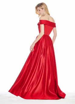 Ashley Lauren - 1343 Surplice Off Shoulder Satin Ballgown -Hot Sale WEDDING Store ashley lauren 1343 surplice off shoulder satin ballgown special occasion dress 6917461639251