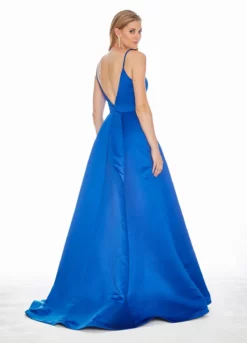 Ashley Lauren - 1384 Illusion Plunging V Neck Satin Gown -Hot Sale WEDDING Store ashley lauren 1384 illusion plunging v neck satin gown special occasion dress 7429818941523