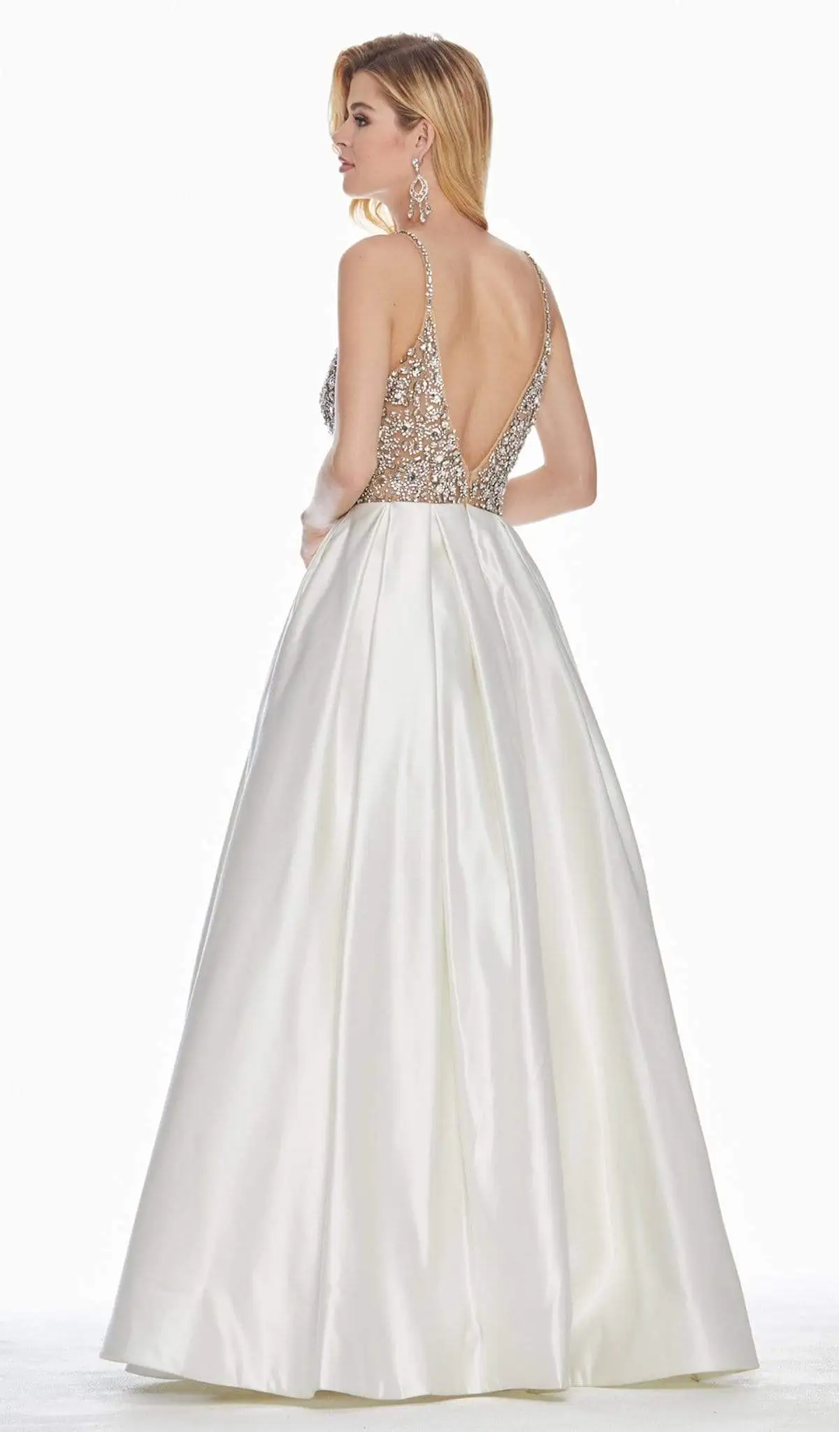 Ashley Lauren - 1389 Crystal Beaded V-Neck Satin Gown 2 Ashley Lauren - 1389 Crystal Beaded V-Neck Satin Gown - Image 2