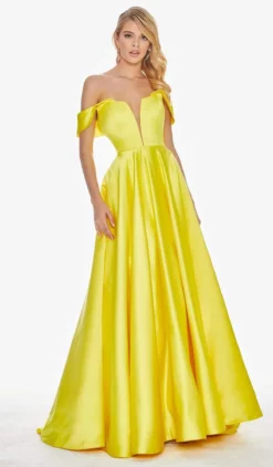 Ashley Lauren - 1399 Illusion Plunging Satin Off Shoulder Gown 10 Ashley Lauren - 1399 Illusion Plunging Satin Off Shoulder Gown -Hot Sale WEDDING Store ashley lauren 1399 illusion plunging satin off shoulder gown special occasion dress 0 yellow 7513342246995