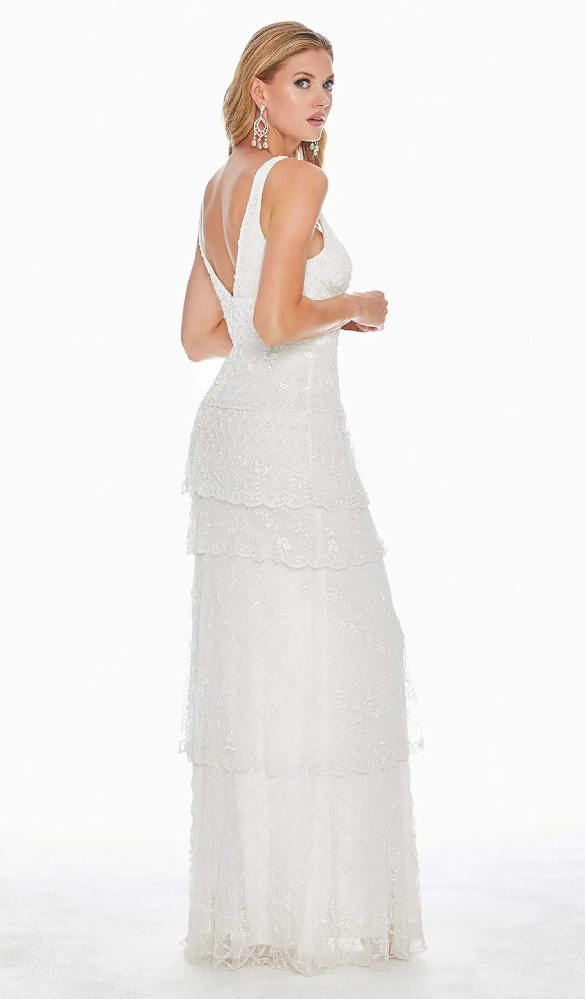 Ashley Lauren - 1422 Beaded Tiered Plunging V-Neck Dress 2 Ashley Lauren - 1422 Beaded Tiered Plunging V-Neck Dress - Image 2