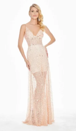 Ashley Lauren - 1459 Sparkly Beads And Sequins Sheer Evening Dress