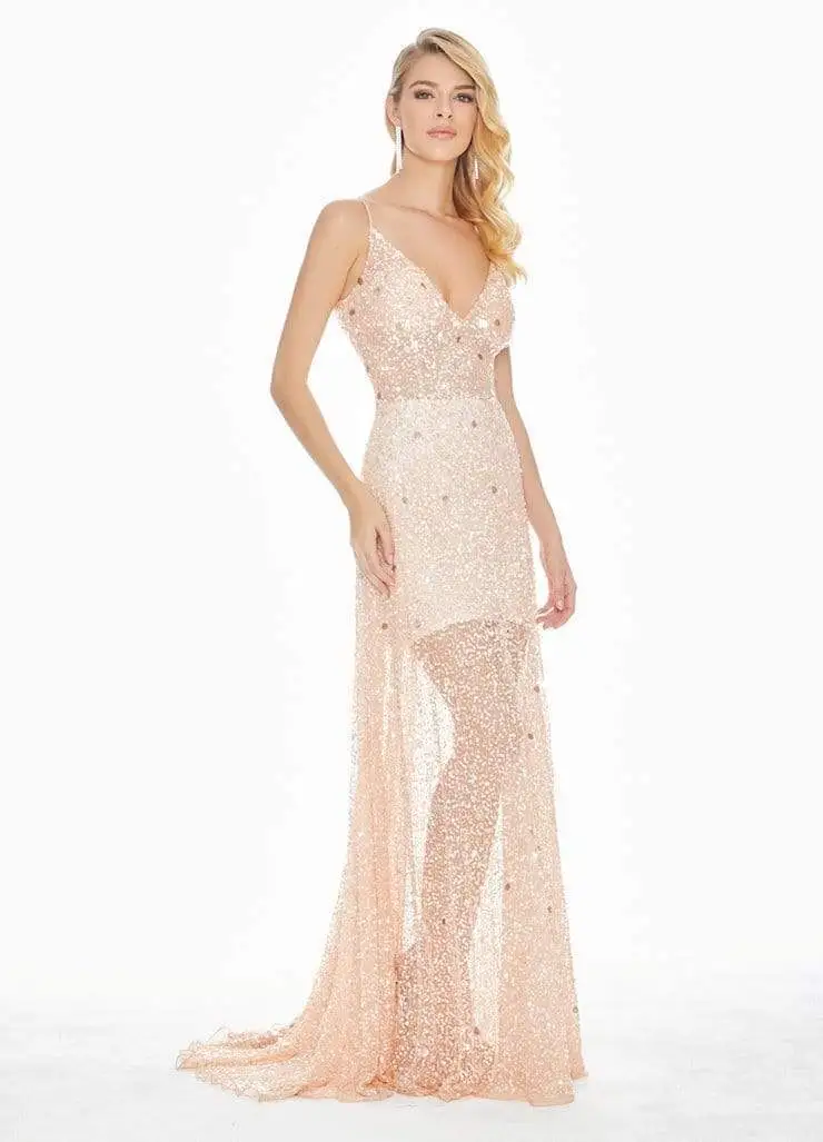 Ashley Lauren - 1459 Sparkly Beads And Sequins Sheer Evening Dress 4 Ashley Lauren - 1459 Sparkly Beads And Sequins Sheer Evening Dress - Image 4