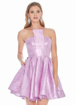 Ashley Lauren - 4081 Cut-In Halter Metallic A-Line Dress -Hot Sale WEDDING Store ashley lauren 4081 cut in halter metallic a line dress special occasion dress 0 lilac 6917485330515