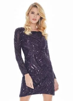 Ashley Lauren - 4122 Fully Beaded Long Sleeve Sheath Cocktail Dress -Hot Sale WEDDING Store ashley lauren 4122 fully beaded long sleeve sheath cocktail dress special occasion dress 0 purple 28992107282515